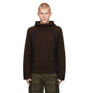 ROA Brown Flower Stitch Hoodie (100% Wool, size M)